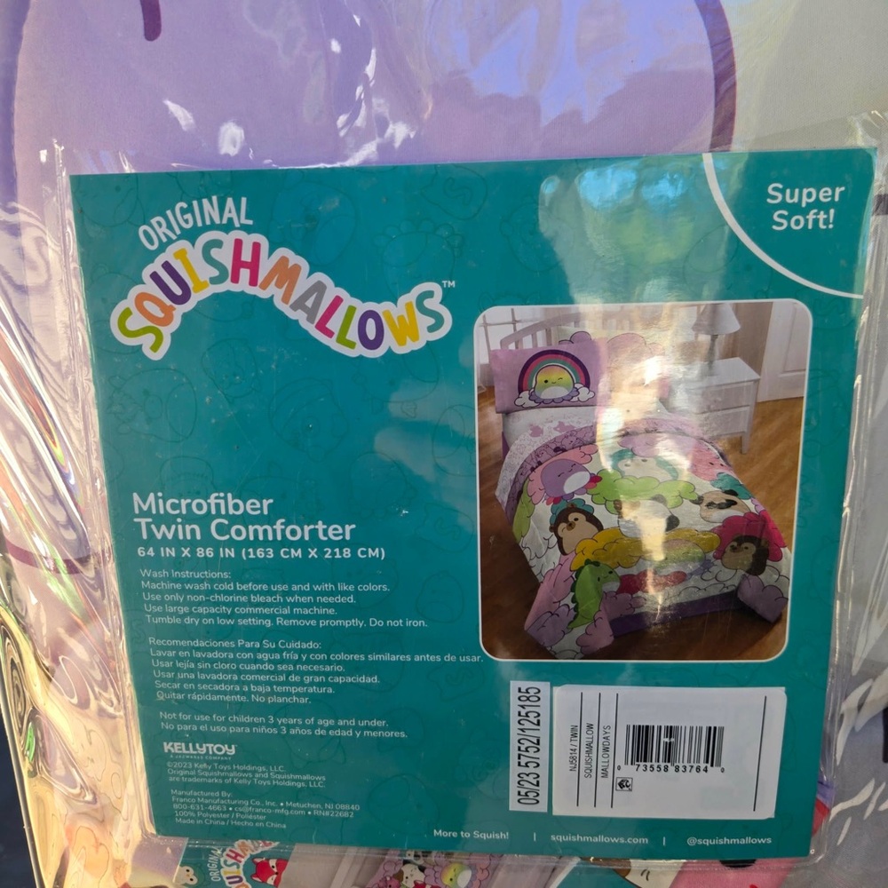 Squishmallows Twin Comforter in Purple and Teal
